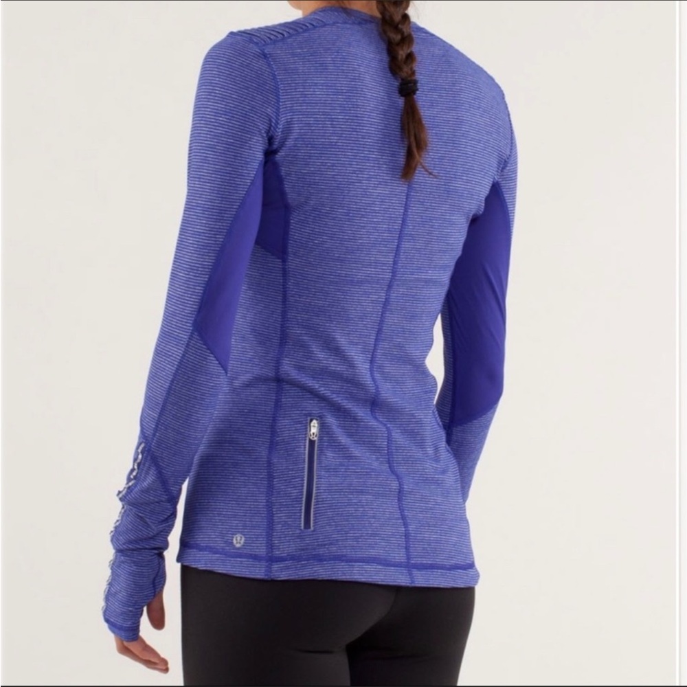 Lululemon Women’s Star Runner Long Sleeve Striped Ruffle Crew Neck Pullover Top